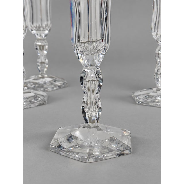 Val Saint-Lambert Set of 6, Val St Lambert "Lalaing" Crystal Champagne Flutes For Sale - Image 4 of 7