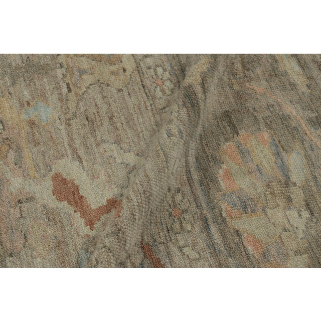 Rug & Kilim’s Oversized Oushak Style Rug in Blue and Beige-Brown With Florals For Sale - Image 10 of 11