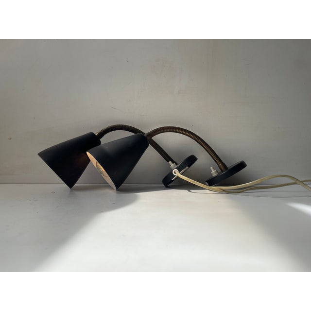 1960s Vintage Adjustable Black Wall Lights by German Raiss Leuchten, 1960s, Set of 2 For Sale - Image 5 of 8