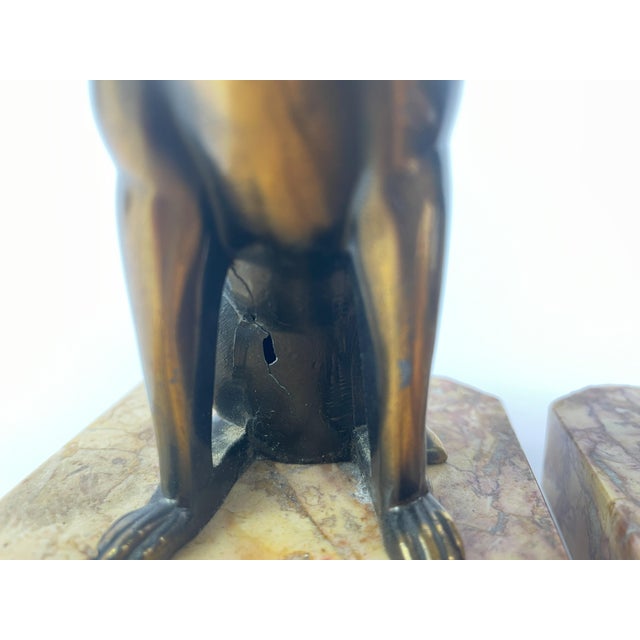 Stone Pair of Art Deco Dog Bookends in Spelter and Marble by Jamar, France, 1930s For Sale - Image 7 of 13