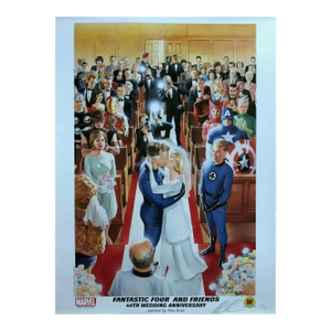 Rare Signed Alex Ross Fantastic 4 Wedding Lithograph Marvel Hero Dynamic Forces