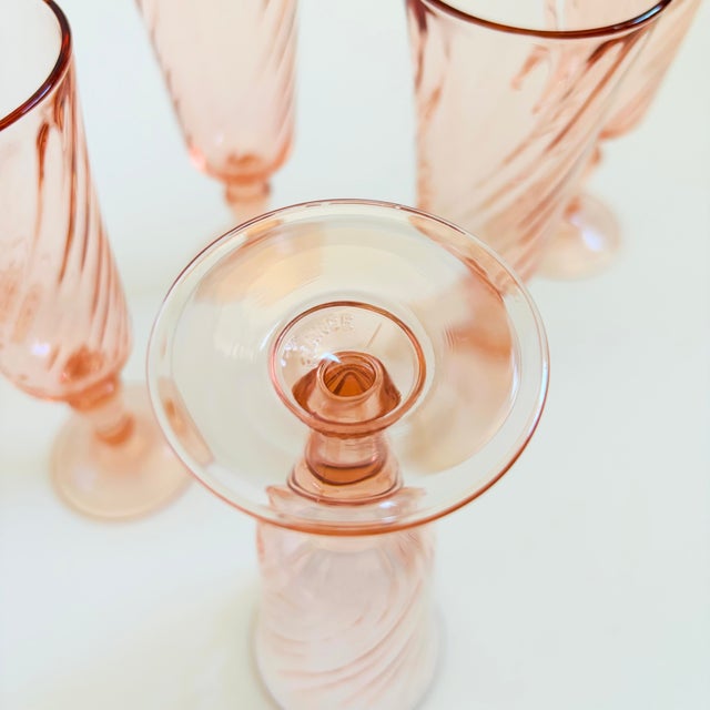 Pink Pink Swirl Champagne Flutes - Set of 6 - France For Sale - Image 8 of 8