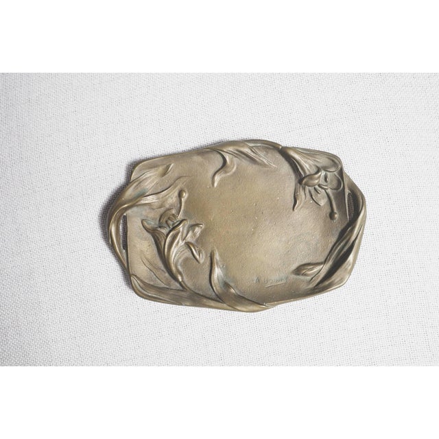 Gold Antique Art Nouveau Bronze Tray by A. Bouny, 1890s For Sale - Image 8 of 11