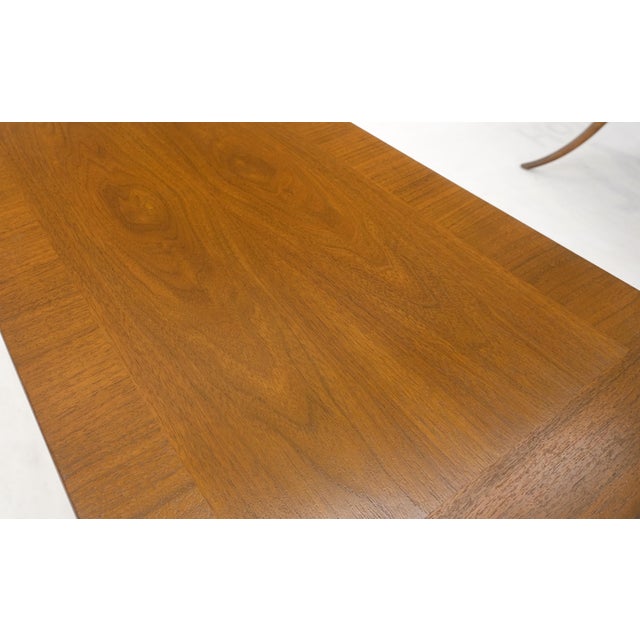 Mid 20th Century Pair of Rectangle Light Walnut Klismos End Side Tables by Gibings for Widdicomb For Sale - Image 9 of 13