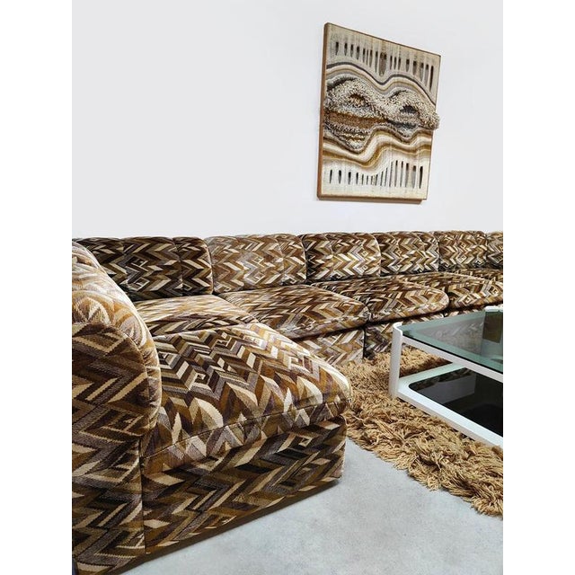 Vintage Modular Sofa with Geometric Pattern, 1970s, Set of 6 For Sale - Image 3 of 9