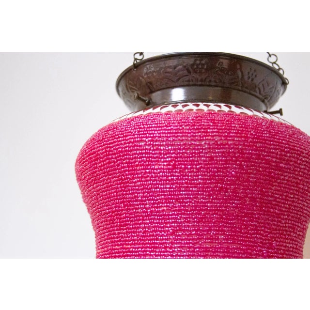 1990s Amaranth Beaded Pendant Lamp For Sale - Image 5 of 6