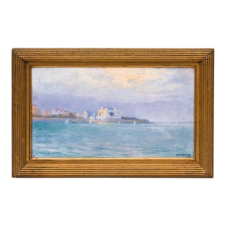1950s Romanian Artist Dmitrie Florian Sea of the Casino Constanta Silver Coast Black Sea Oil Painting For Sale