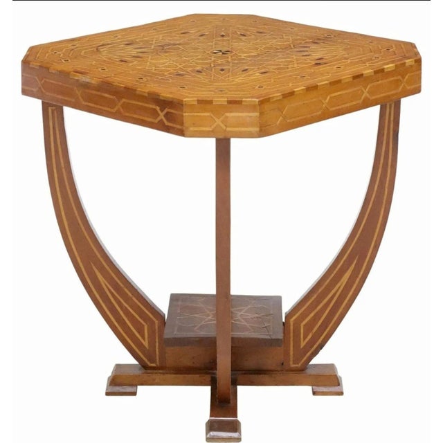 1930s Italian Art Deco Period Parquetry Inlaid Sculptural Side Table For Sale - Image 4 of 4