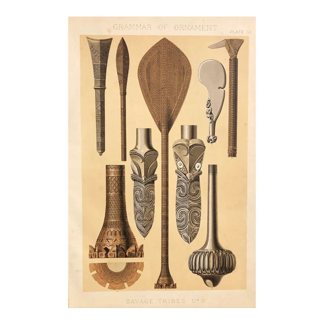 Antique Owen Jones Grammar of Ornament Tribal Lithograph For Sale