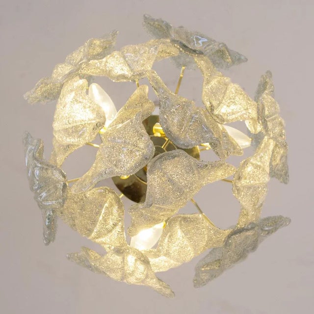 Suspension Chandelier with Murano Glass Leaves, Italy, 1990s For Sale - Image 11 of 12