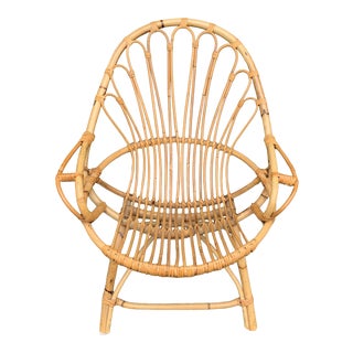 Late 20th Century Rattan Egg Shaped Armchair For Sale