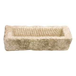 19th Century Spanish Carved-Stone Rectangular Basin For Sale