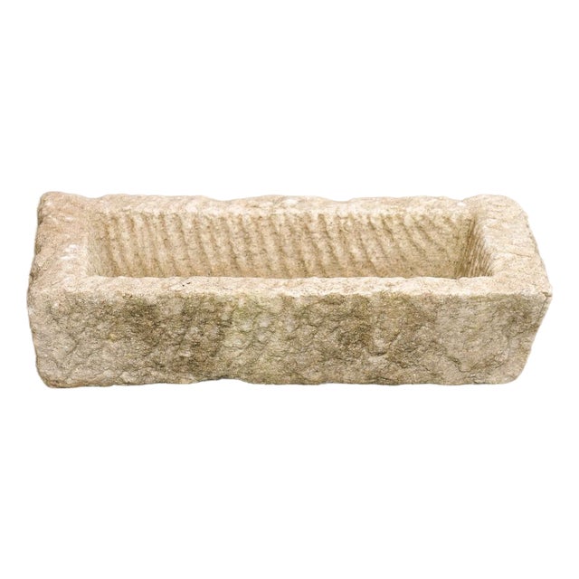 19th Century Spanish Carved-Stone Rectangular Basin For Sale