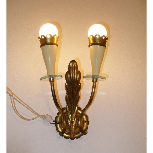 Metal Sconces by Angelo Lelii for Arredoluce, 1940s, Set of 3 For Sale - Image 7 of 8