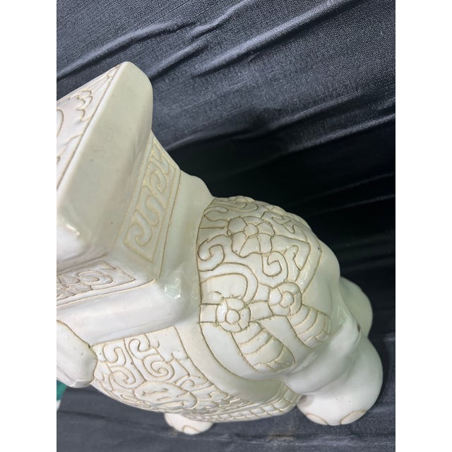 Vintage Elephant White Ceramic Glazed Stand Planter For Sale - Image 10 of 12