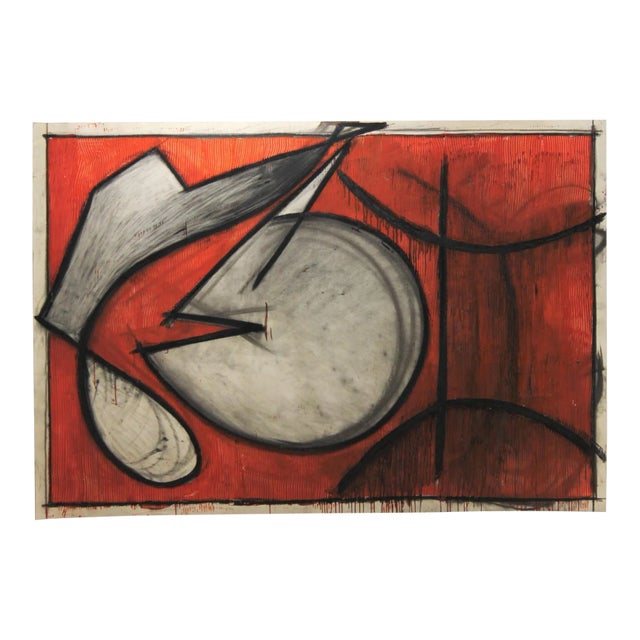 "Untitled # 84" Large Red Toned Geometric Abstract 1980s For Sale