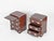 Refined and rare pair of Italian Campaign Style nightstands or side tables in mahogany and solid brass, produced in Italy...