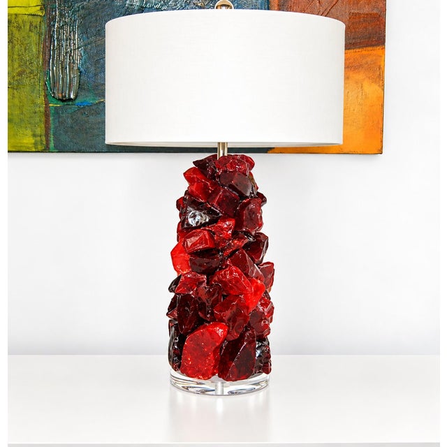 Ruby Red Rock Candy Glass Table Lamps in Cherry Red For Sale - Image 8 of 8