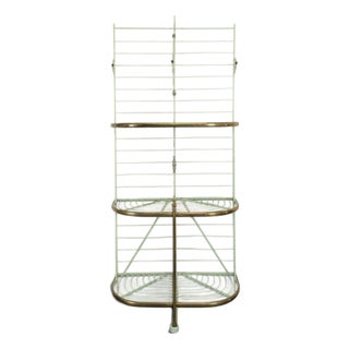 Vintage Bakers Shelf in Green and Gold For Sale