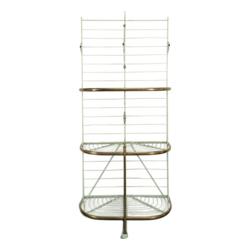 Vintage Bakers Shelf in Green and Gold For Sale