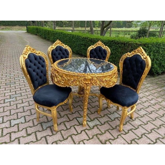 Gold 1970s Italian Baroque Gold Velvet Dining Set - 5 PCS For Sale - Image 8 of 18