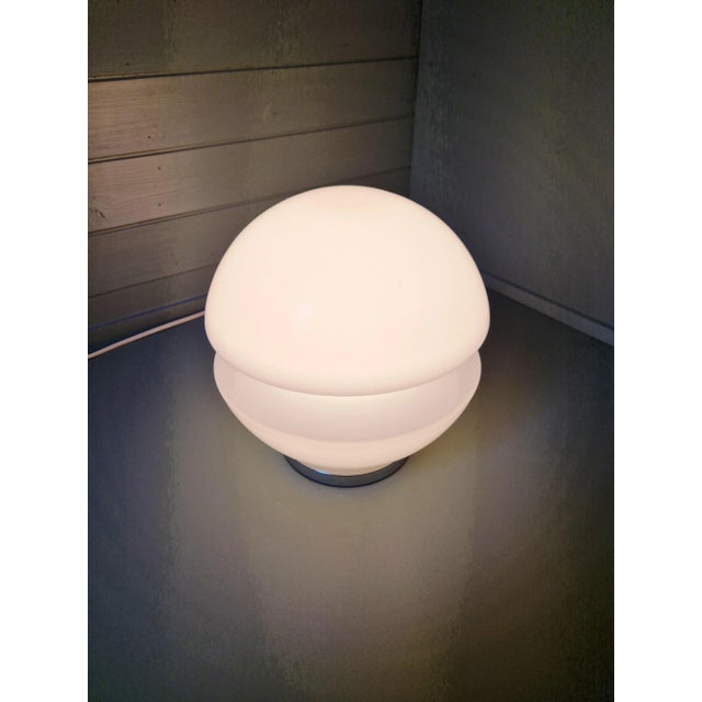 Silver Space Age White Opaline and Chrome Metal Table Lamp, 1970s For Sale - Image 8 of 16