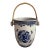 Blue & White Wicker Handle Chinoiserie Ice Bucket For Sale