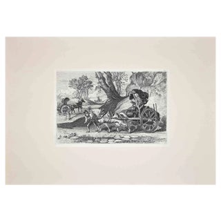 After Charles Coleman, Roman Countryside with the Carriage, Original Etching, 1992 For Sale