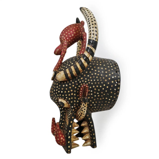 Early 20th Century Antique African Fire Spitter Helmet Mask For Sale - Image 5 of 9
