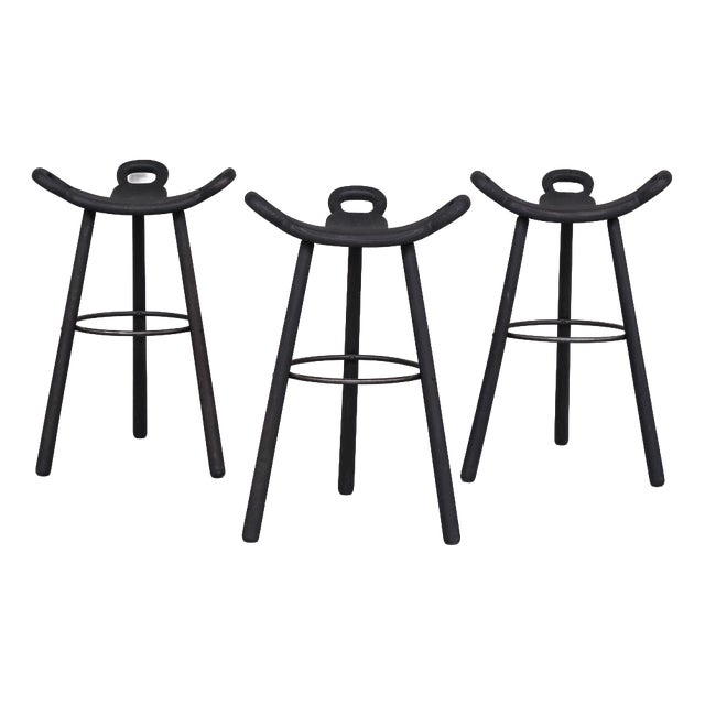 Mid-Century Stained Marbella Bar Stools, 1970s, Set of 3 For Sale