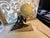 Metal French Art Deco Cold-Painted Table Lamp with Woman Carrying Sphere in Bronze on a Marble Base, 1936 For Sale - Image 7 of 11