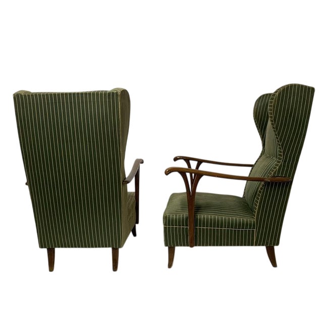 Pair of Vintage large wingback chairs Attributed to Paola buffa Not labeled