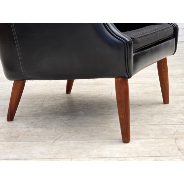 1970s Danish Armchair in Artificial Leather and Teak Wood Legs, 1970s For Sale - Image 5 of 18
