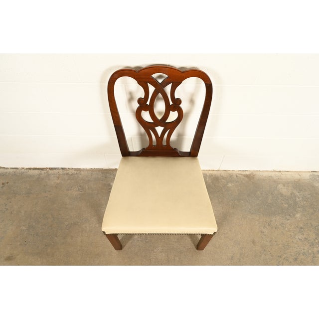 1980s Baker Furniture Georgian Carved Mahogany Side Chair or Dining Chair For Sale - Image 5 of 13
