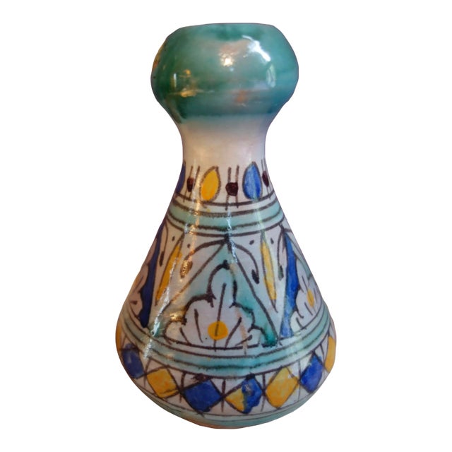 Antique Handpainted Morrocan Moorish Vase For Sale