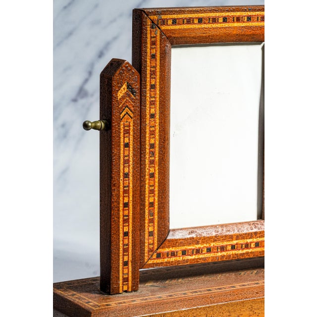 Traditional Decorative Aesthetic Movement Inlaid Antique Wood Tabletop Picture Photo Frame For Sale - Image 3 of 11