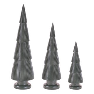 Green Ribbed Resin Christmas Tree (Set of 3) For Sale