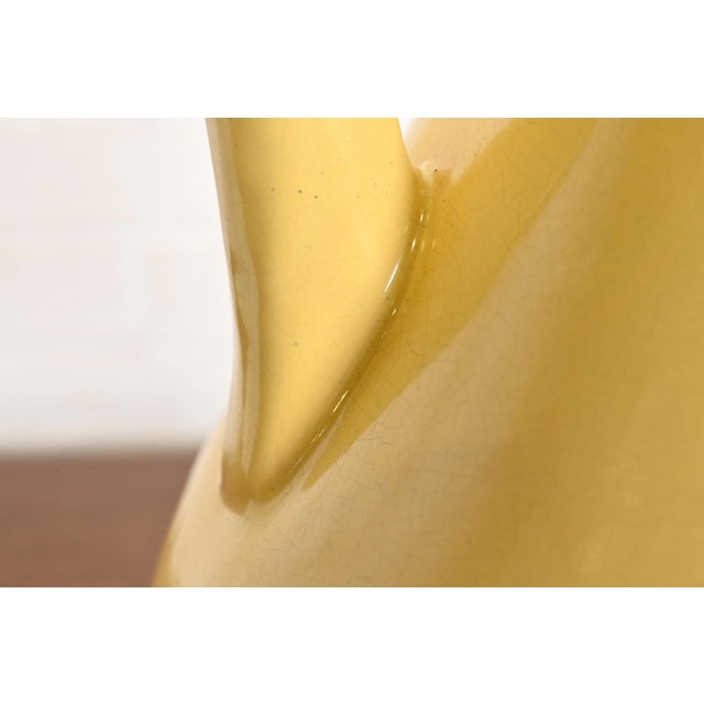 Robinson Ransbottom of Roseville Arts & Crafts Large Yellow Glazed Handled Art Pottery Jug or Vase, 1930s For Sale In South Bend - Image 6 of 12