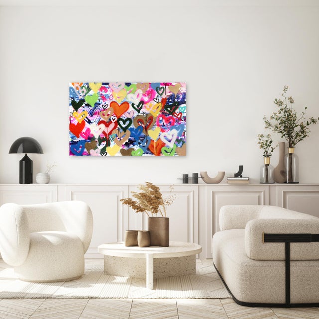 Amber Karmic Hearts - Colorful Acrylic Art Original Abstract Heart Mixed Media Street Art Painting on Canvas For Sale - Image 8 of 9