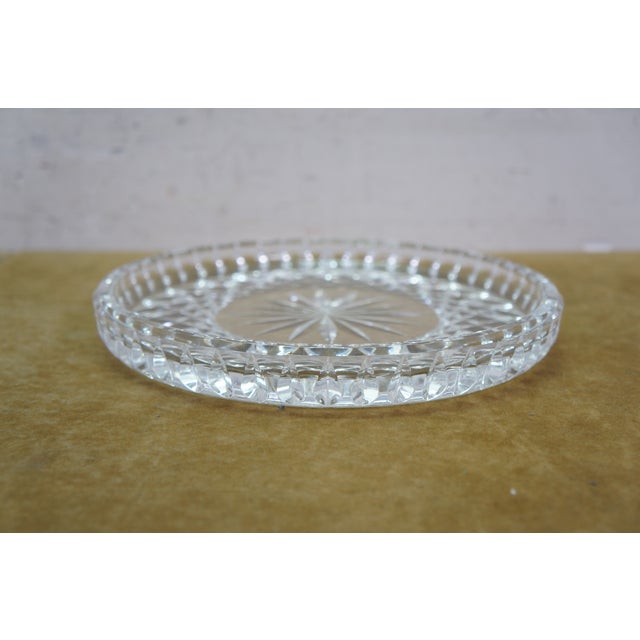 Waterford Crystal Vintage Modern Waterford Lismore Crystal Round Vanity Trinket Dish Coaster Starburst For Sale - Image 4 of 16