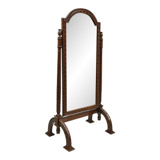 Wellington Carved Mahogany Frame Italian Renaissance Tall Dressing Cheval Mirror For Sale