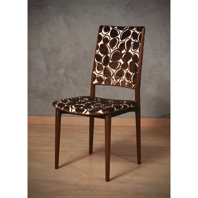 Mid-Century Modern Wood and Velvet Office Desk Dinning Room Chairs by Osvaldo Borsani for Tecno, 1960 For Sale - Image 3 of 9