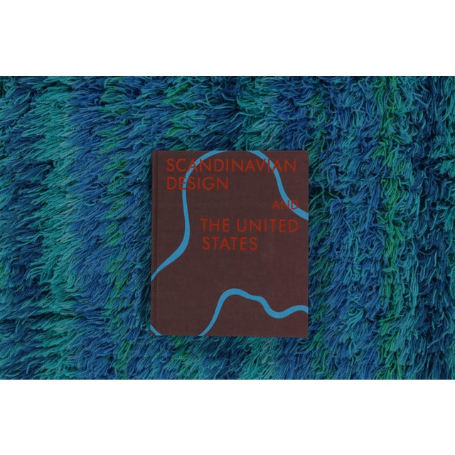 Vintage Swedish Rya Rug in Blue and Teal Striped Pattern - Rug & Kilim For Sale - Image 9 of 9