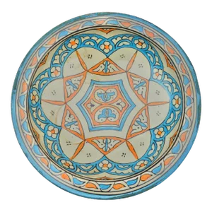 Late 19th Century Moorish Blue & Orange Judaica Ceramic Plate