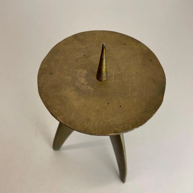 Brutalist German Sculptural Tripod Candleholder in Brass, 1970s For Sale - Image 10 of 16