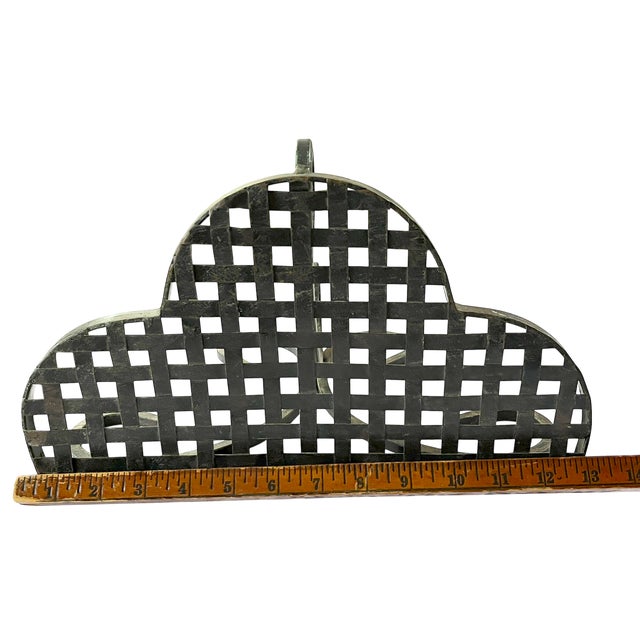 Black Pair of Antique French Hand-Forged Wrought Iron Wall Shelves Brackets With Scalloped Lattice For Sale - Image 8 of 10