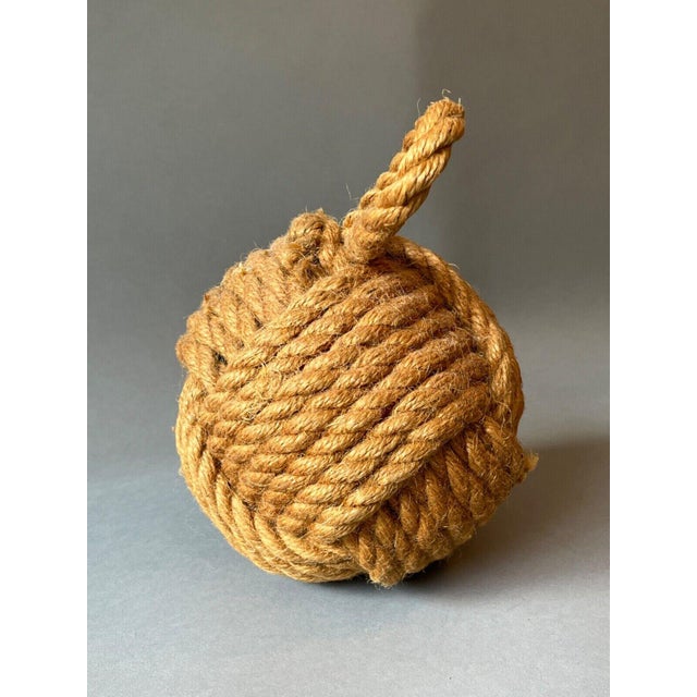Pottery Barn Pottery Barn Monkey Fist Decorative Weighted Door Stop Nautical Knot Rope For Sale - Image 4 of 7