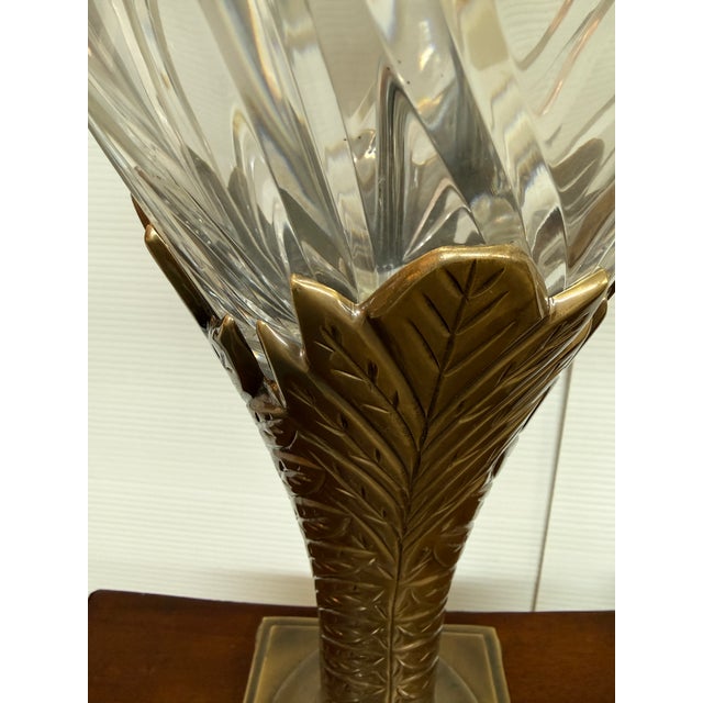 Late 20th Century Cut Glass + Silver Art Deco Table Lamps, Pair For Sale - Image 4 of 12
