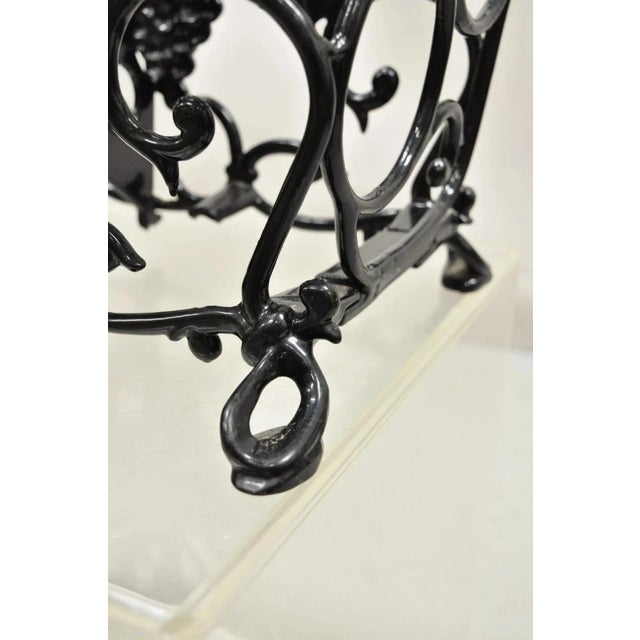 Vintage Victorian Style Black Cast Iron 6 Wine Bottle Rack Holder With Grapes For Sale - Image 11 of 12