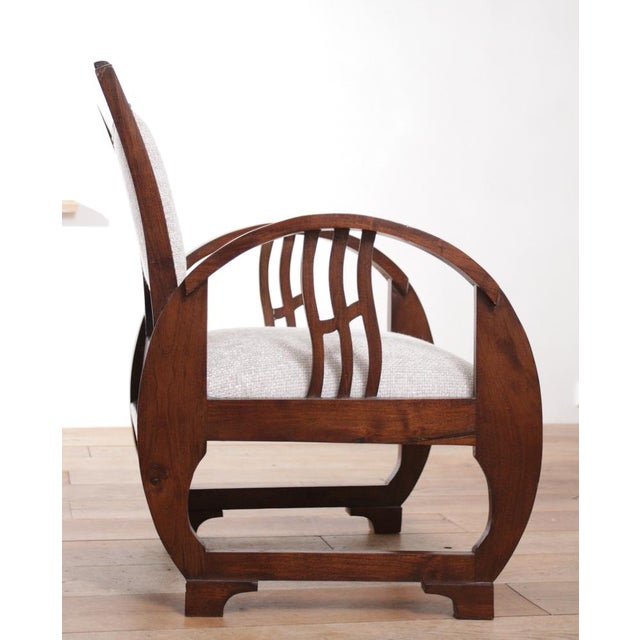 Set of Vintage French Art Deco Wooden Armchairs, 1930s For Sale - Image 11 of 18